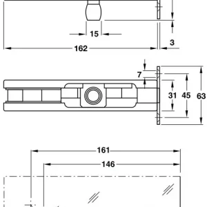 Kẹp kính trên khung gắn vào tường Inox mờ 981.00.110