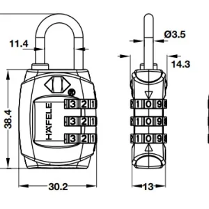 Ổ khoá số du lịch DIY Häfele 482.09.009