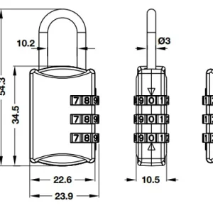 Ổ khoá số du lịch DIY Häfele 482.09.000