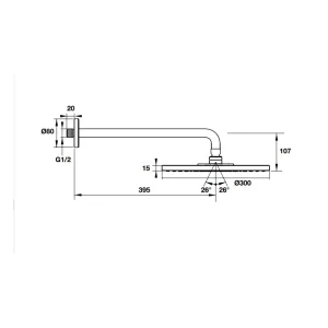 Sen đầu gắn tường Raindacen S 300 589.29.550
