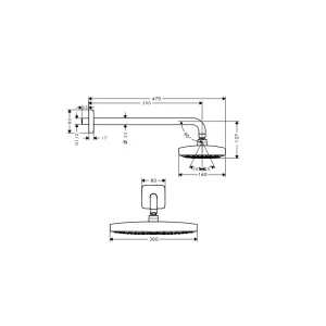 Sen đầu gắn tường Raindance E 300 589.52.614