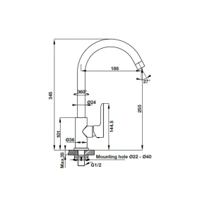 Vòi rửa chén 1 đường nước Hafele HT19-CC1F255 570.52.281
