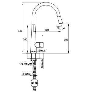 Vòi rửa chén Häfele HT19-CH1F250 570.51.000
