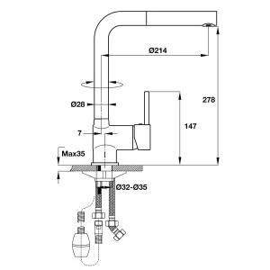 Vòi rửa chén Hafele HT19-CH1P280 570.51.280
