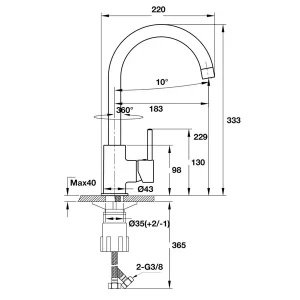 Vòi rửa chén Häfele HT19-CH1F220 570.51.290