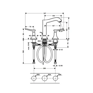 Vòi trộn 3 lỗ Metropol Classic 160 589.54.605
