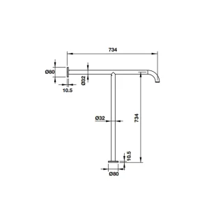 Tay vịn chữ T 734 mm 499.95.204
