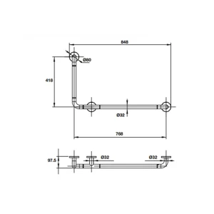 Tay vịn phòng tắm 90 độ 418 mm 499.95.203