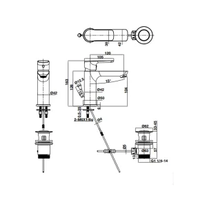 Vòi lavabo Hafele UNI 100 có bộ xả kéo 589.78.060