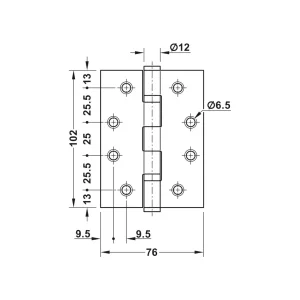 Bản lề lá DHB 2122, cho cửa phẳng, tải trọng 80kg 926.98.013