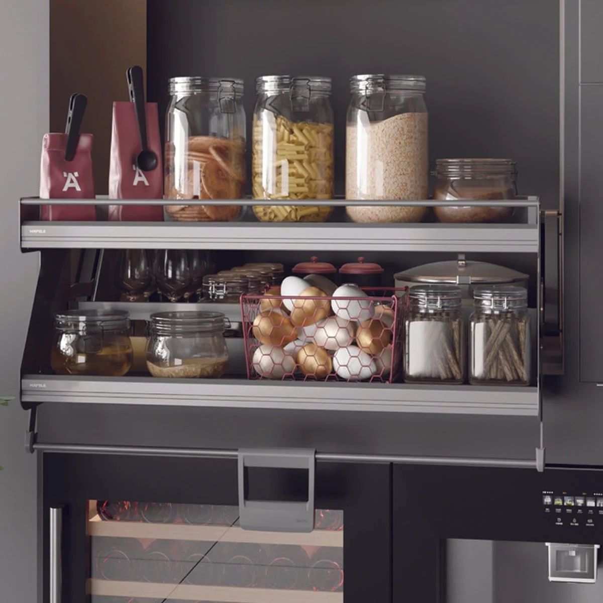 Kệ nâng hạ gia vị Hafele iMove 900mm – 2 tầng 504.68.379