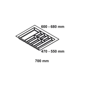 Khay chia muỗng nĩa Hafele 700mm Màu xám 556.52.247