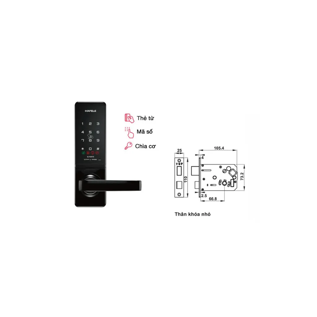Khóa điện tử Hafele EL7000-TC 912.05.495 Thân khoá nhỏ