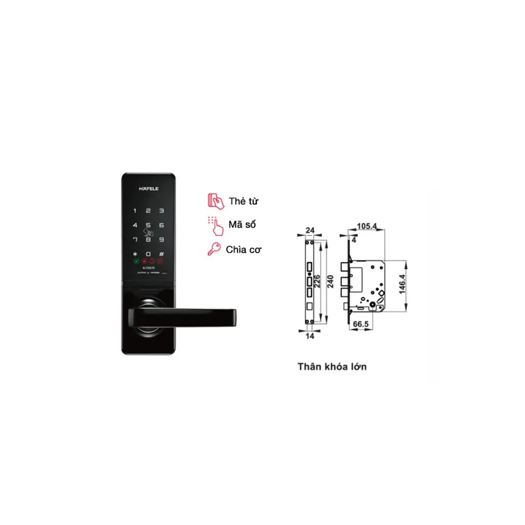 Khóa điện tử Hafele EL7000-TC 912.05.496 Thân khoá lớn 1 Khóa điện tử Hafele EL7000-TC 912.05.496 Thân khoá lớn