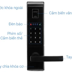 Khóa điện tử vân tay Hafele EL9000-TCS Màu đen 912.05.378 15 Khóa điện tử vân tay Hafele EL9000-TCS Màu đen 912.05.378