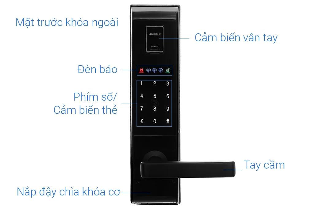 Khóa điện tử vân tay Hafele EL9000-TCS Màu đen 912.05.378 4 Khóa điện tử vân tay Hafele EL9000-TCS Màu đen 912.05.378
