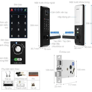 Khóa điện tử vân tay Hafele EL9000-TCS Màu đen 912.05.378 21 Khóa điện tử vân tay Hafele EL9000-TCS Màu đen 912.05.378