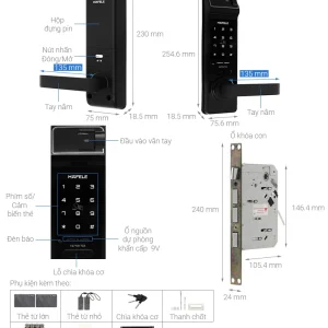 Khóa điện tử vân tay Hafele EL7700-TCS 912.05.584 – Thân khóa lớn