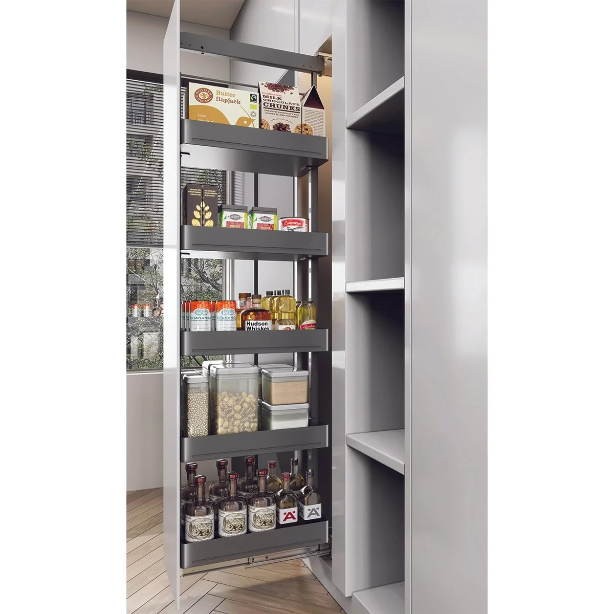 Rổ tủ đồ khô cánh kéo Hafele Utensio 400mm 504.68.390 3 Rổ tủ đồ khô cánh kéo Hafele Utensio 400mm 504.68.390