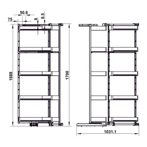 Rổ tủ đồ khô Hafele Utensio 600mm 504.68.385 7 Rổ tủ đồ khô Hafele Utensio 600mm 504.68.385