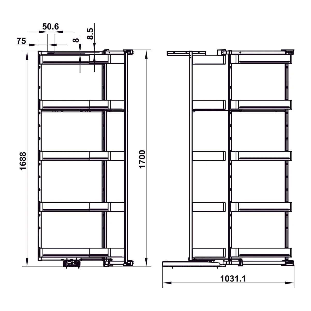 Rổ tủ đồ khô Hafele Utensio 600mm 504.68.385 4 Rổ tủ đồ khô Hafele Utensio 600mm 504.68.385