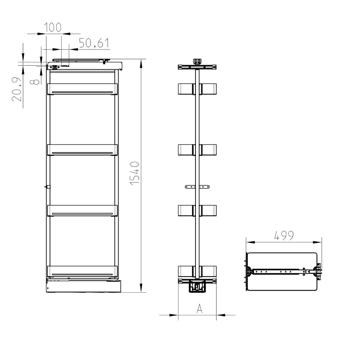 Rổ tủ đồ khô cánh kéo Hafele Utensio 400mm 504.68.390 2 Rổ tủ đồ khô cánh kéo Hafele Utensio 400mm 504.68.390